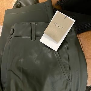 Dark Olive Green Faux Leather Pants